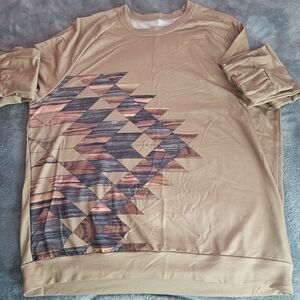 SHEIN Tan Geometric Sweatshirt